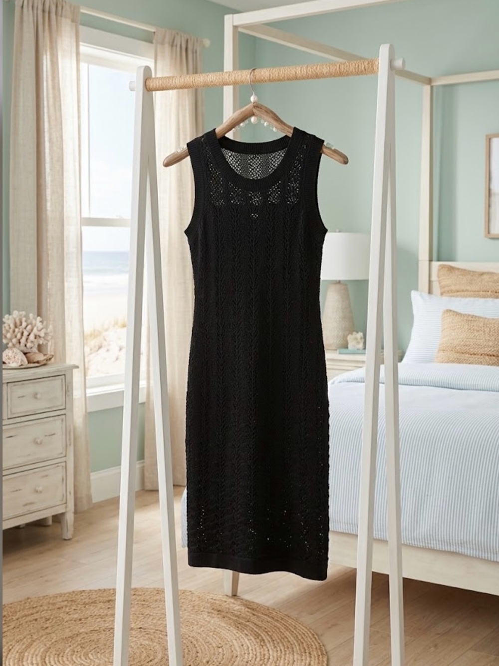 NWT ~ Time and Tru Black Sleeveless Knit Midi Dress ~ Size XL